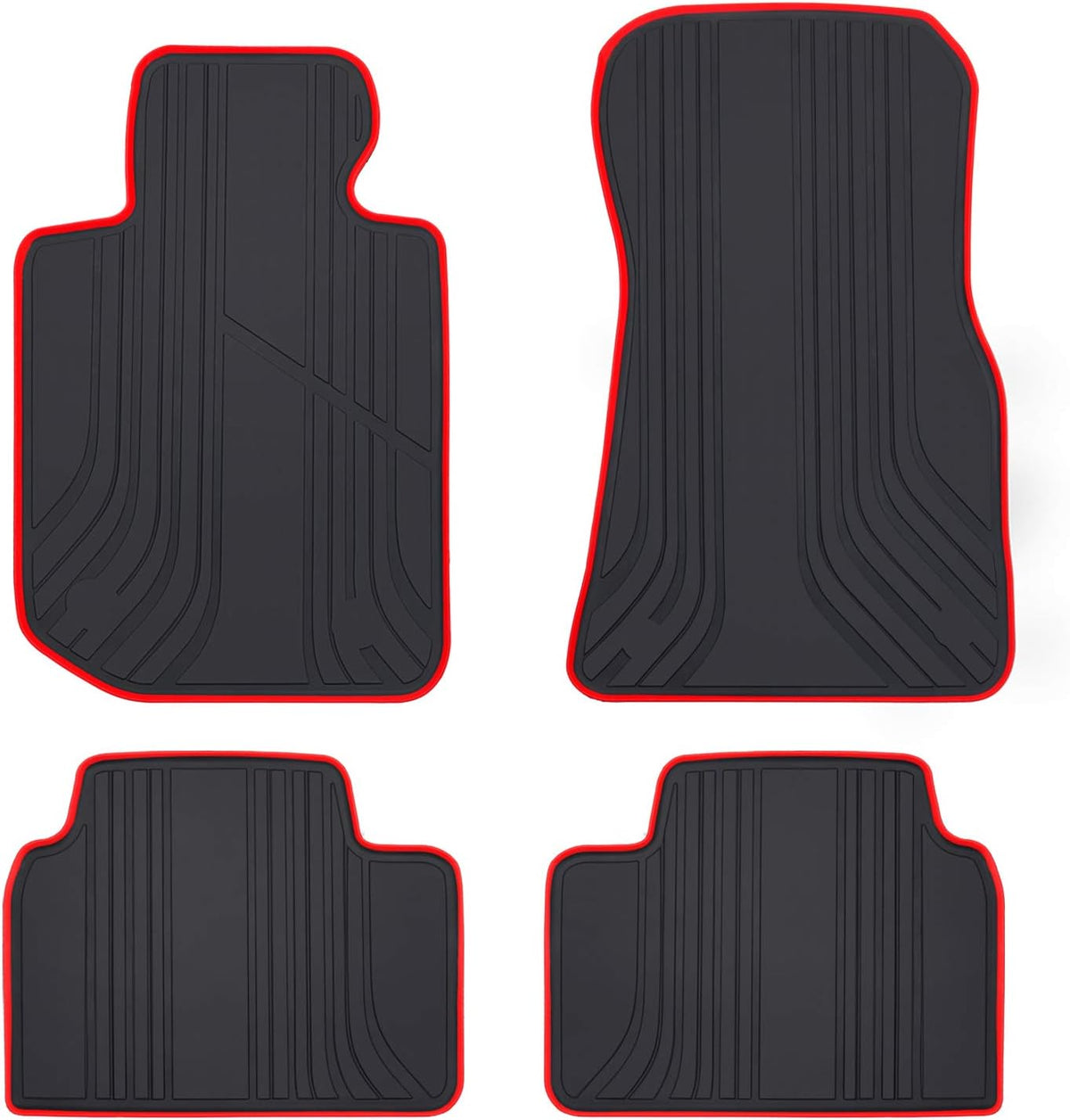 Black and Red Rubber Car Floor Mat Set of 2 Z876584