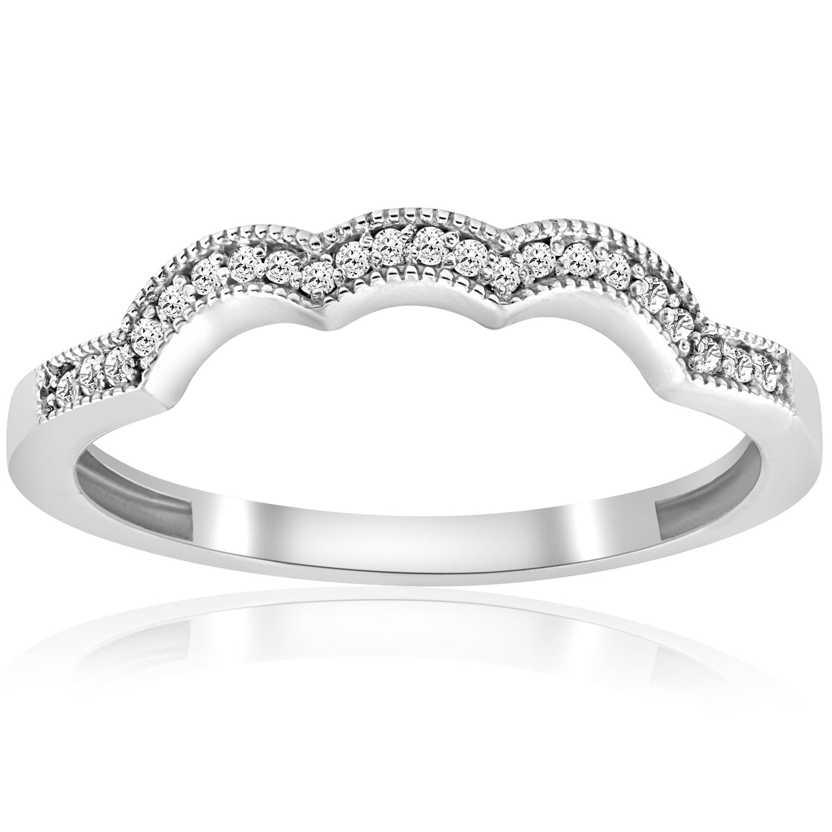 14K White Gold Curved Wedding Ring B77557