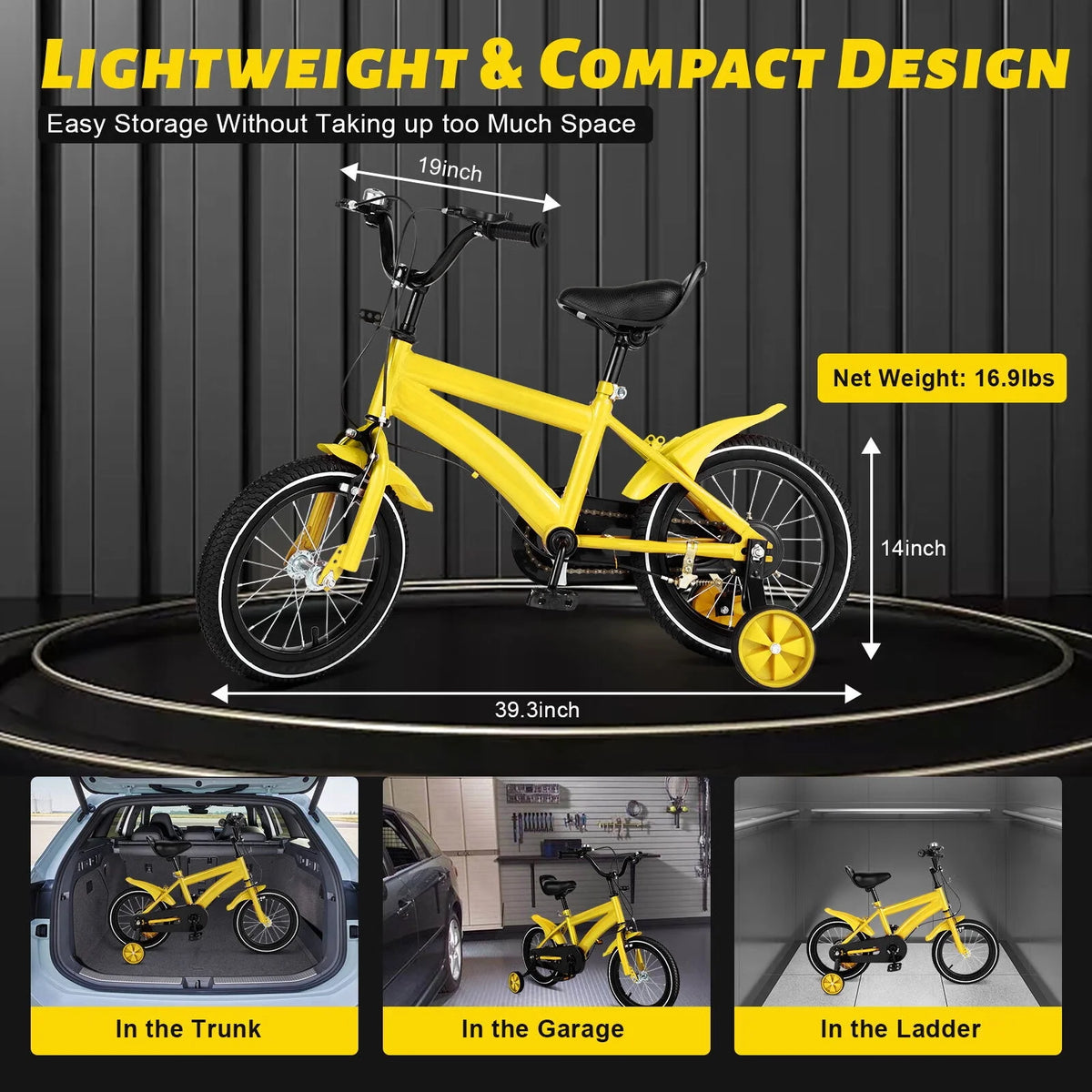 14 Inch Kids Bike with Training Wheels and Adjustable Seat F662