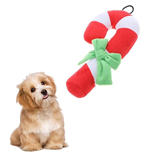 Squeaky Christmas Candy Cane Plush Dog Toy H820