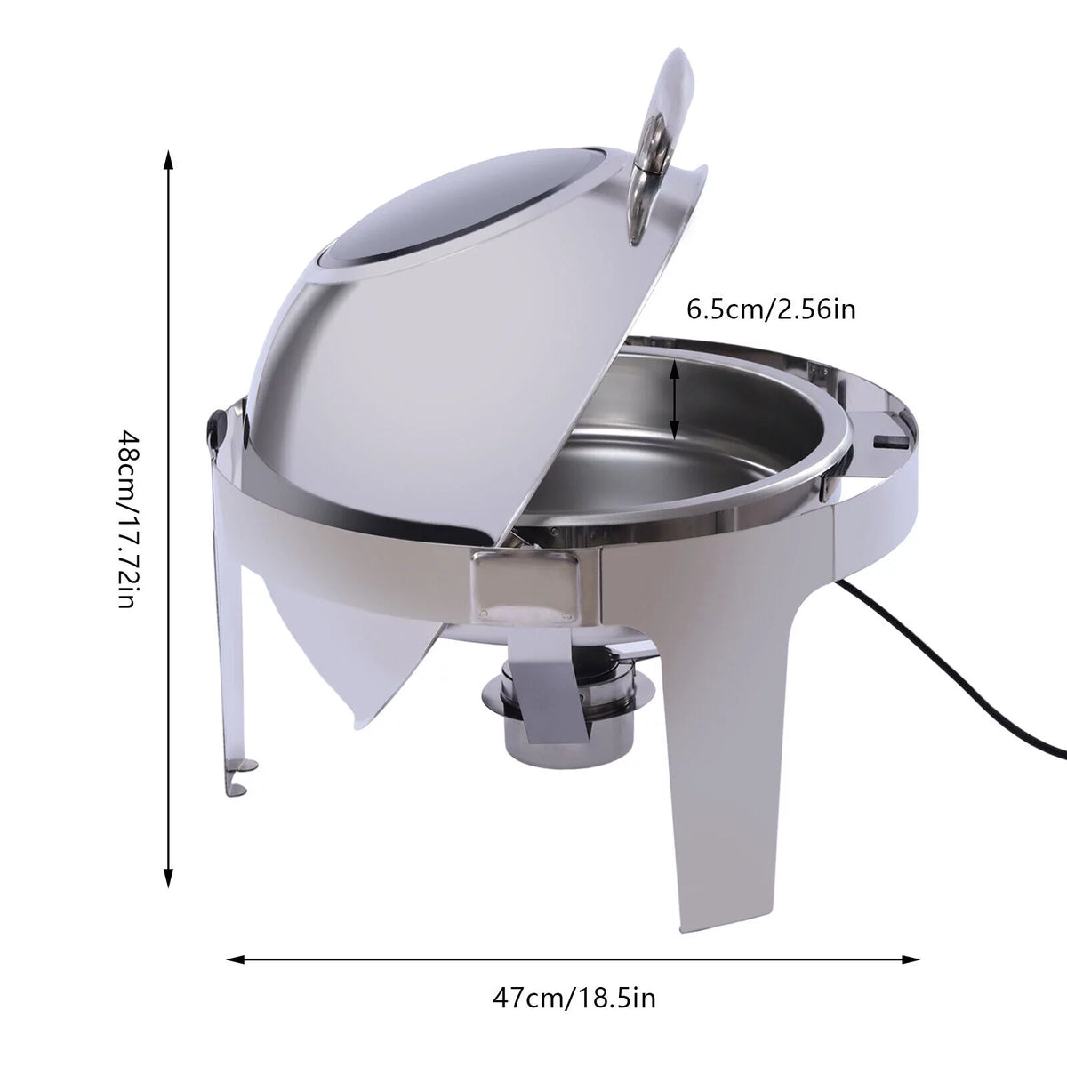 400W Electric Roll Top Chafing Dish Stainless Steel G901605