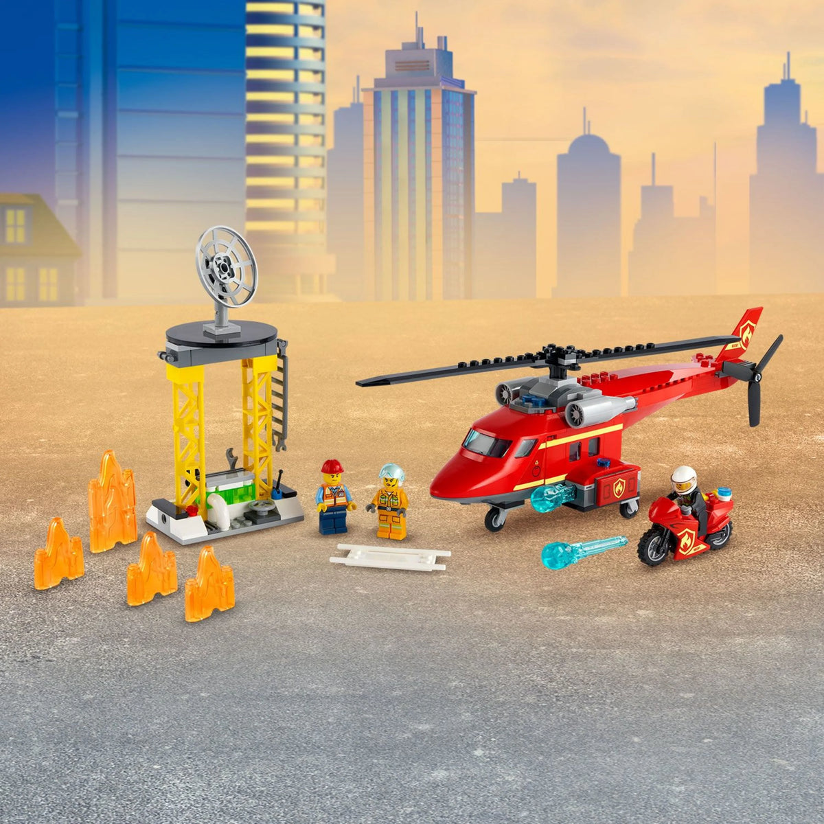 Fire Rescue Helicopter Building Toy and Playset 212 Pieces X6918