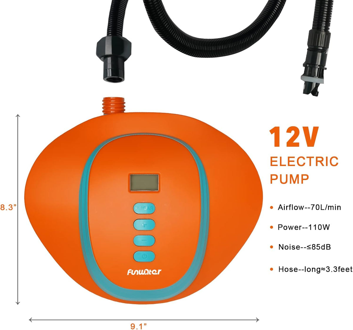 16PSI Portable Electric SUP Air Pump with 6 Nozzles U3675