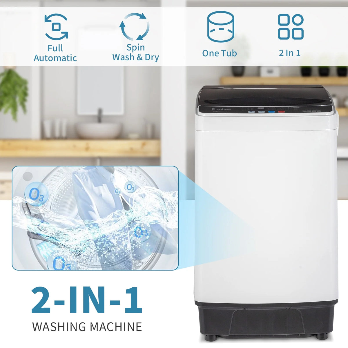 Full-Automatic Top Load Portable Compact Washing Machine 17.6 Lbs Capacity P822844