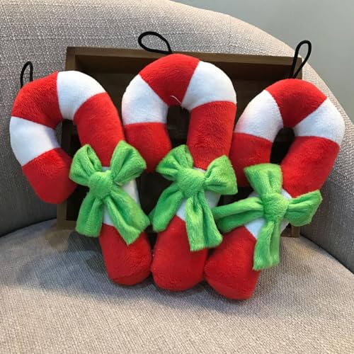 Squeaky Christmas Candy Cane Plush Dog Toy H820