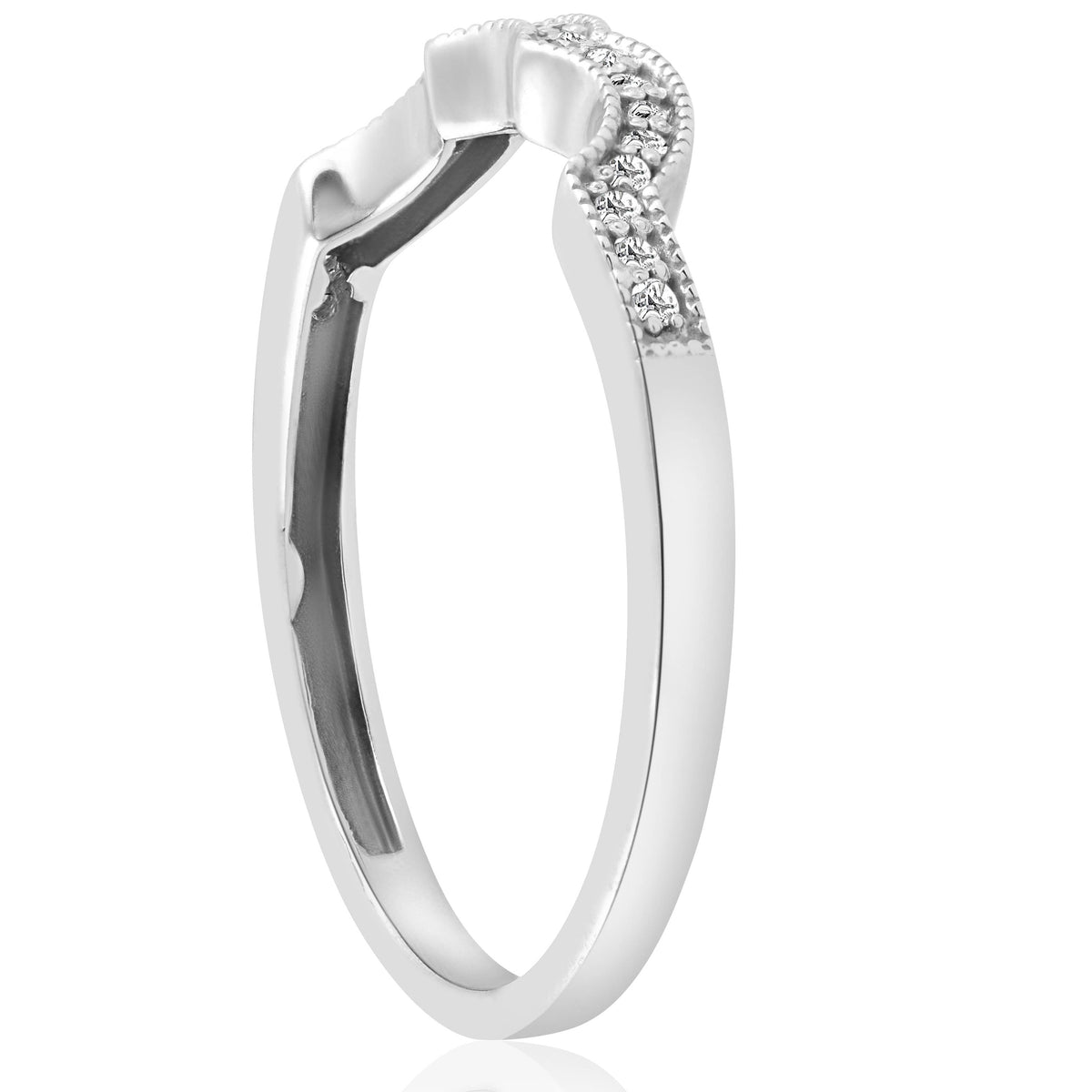 14K White Gold Curved Wedding Ring B77557