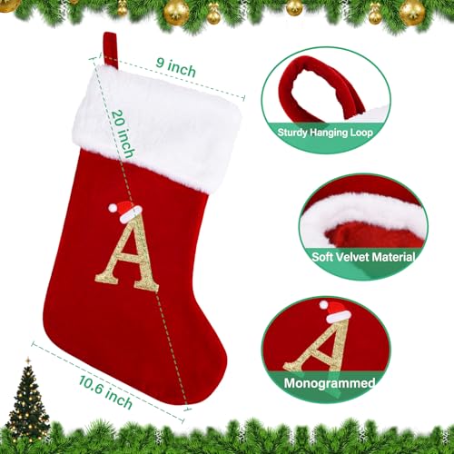 20 Inches Red Velvet Christmas Stockings with Letters D886