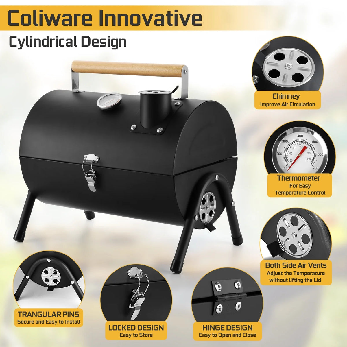 Portable Charcoal Grill with Accessories Tools B219