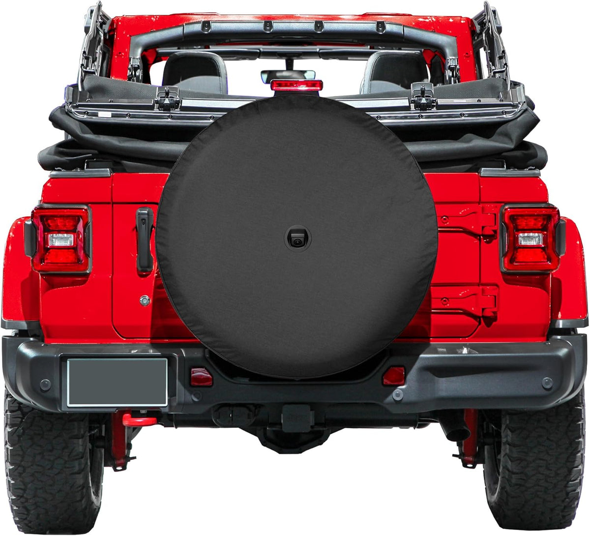 32 Soft Tire Cover for Jeep Wrangler JL with Back-up Camera, Black Denim Vinyl J84402