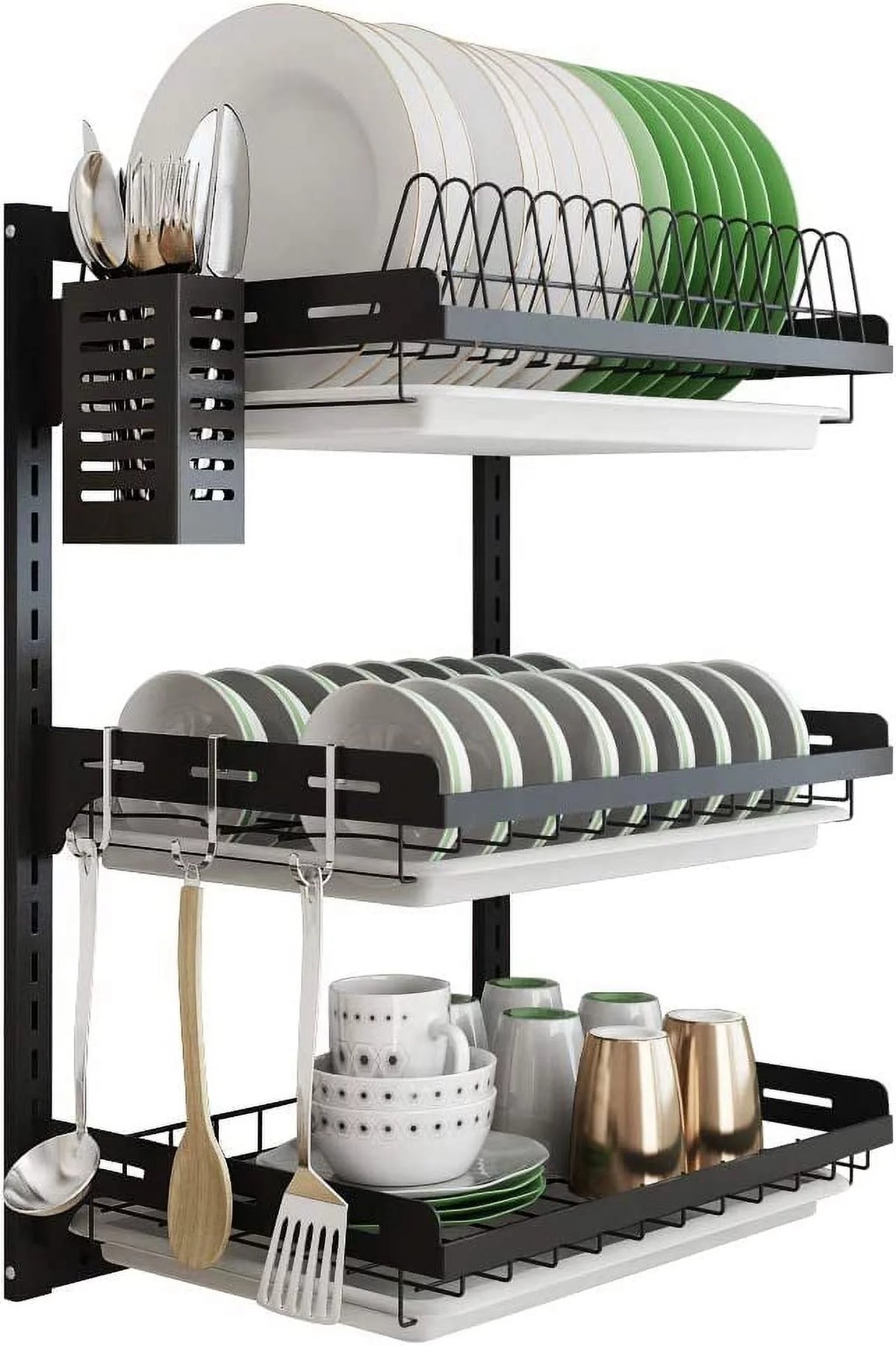 Black Stainless Steel Dish Drying Rack with Drainboard V5236