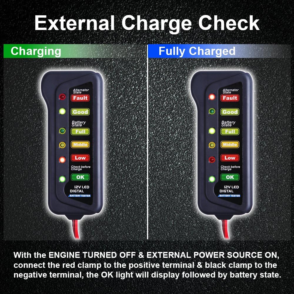 12V Car Battery Alternator Tester Pack of 2 P2012
