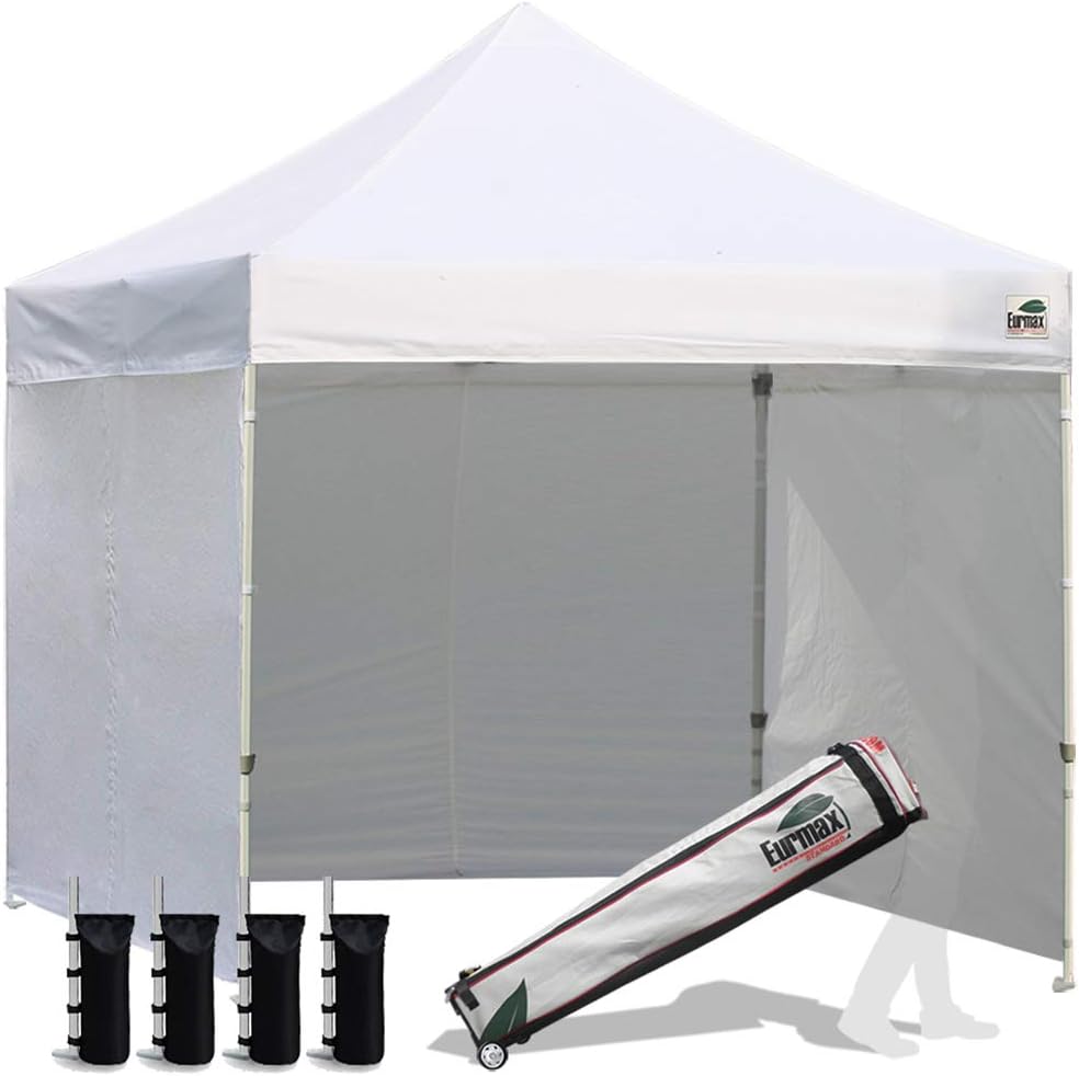 10'x10' Pop-up Canopy Tent with 4 Removable Side Walls and Roller Bag I229942