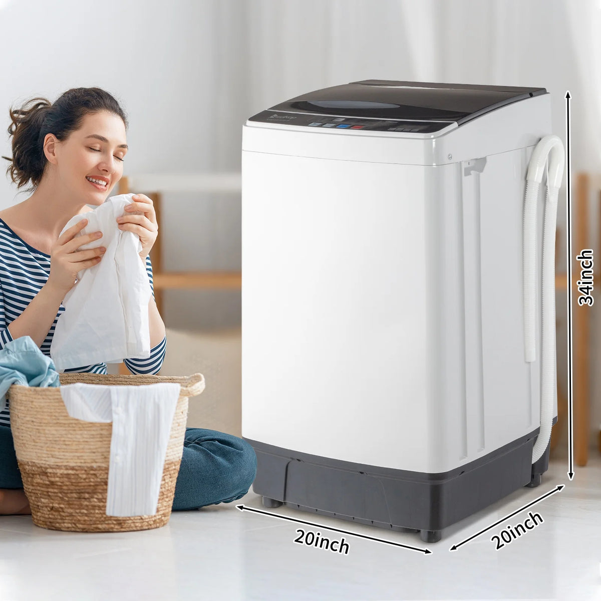 Full-Automatic Top Load Portable Compact Washing Machine 17.6 Lbs Capacity P822844