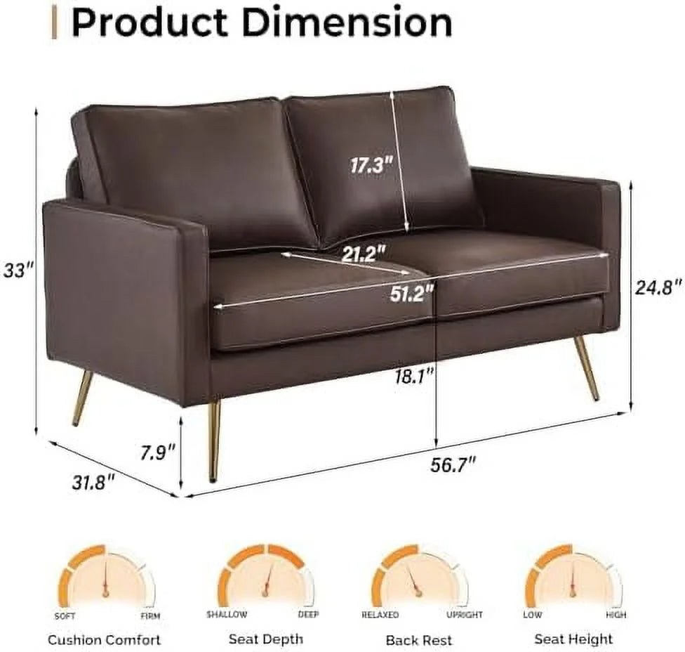 PU Leather Accent Chair with Golden Metal Legs H194