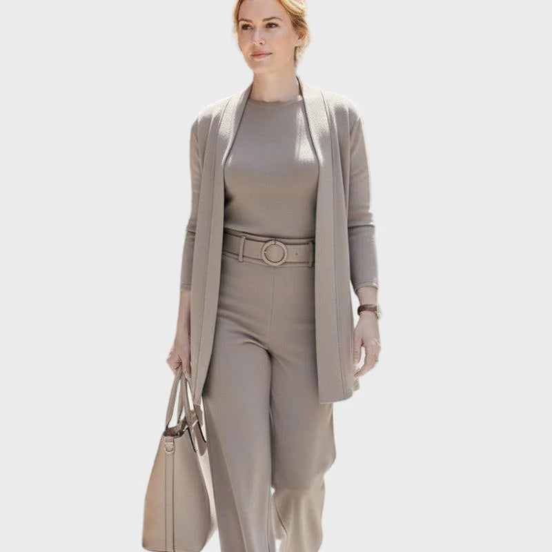 3-Piece Long Cardigan Top and Pants Set K89348