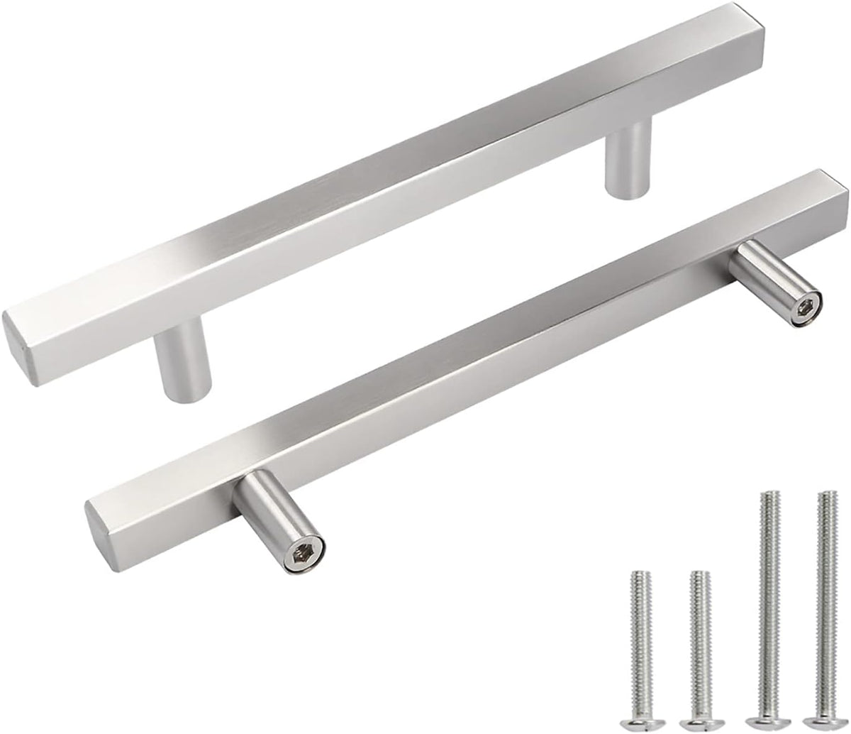 30 Pack Stainless Steel Square Drawer Pulls Brushed Nickel 5 Inch Hole Centers F534