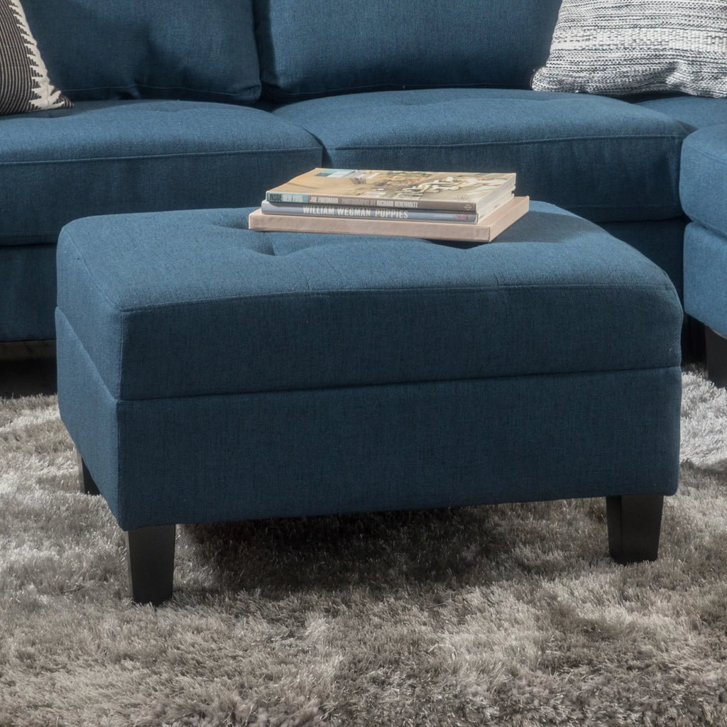 Rectangular Fabric Ottoman, Dark Blue A6389