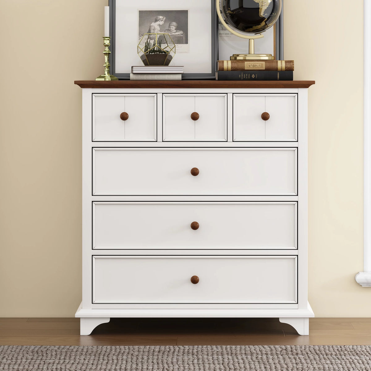 White Wooden 6 Drawer Chest H986