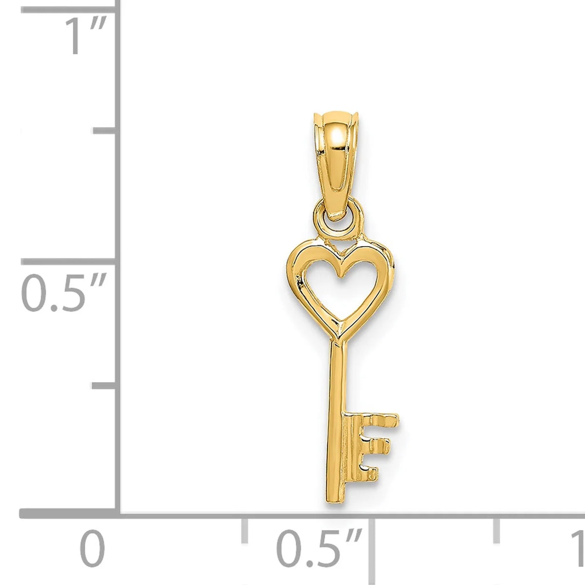 14K Yellow Gold 3D Key With Heart Pendant Charm With 10K Yellow Gold Rope Chain Necklace 20'' S872