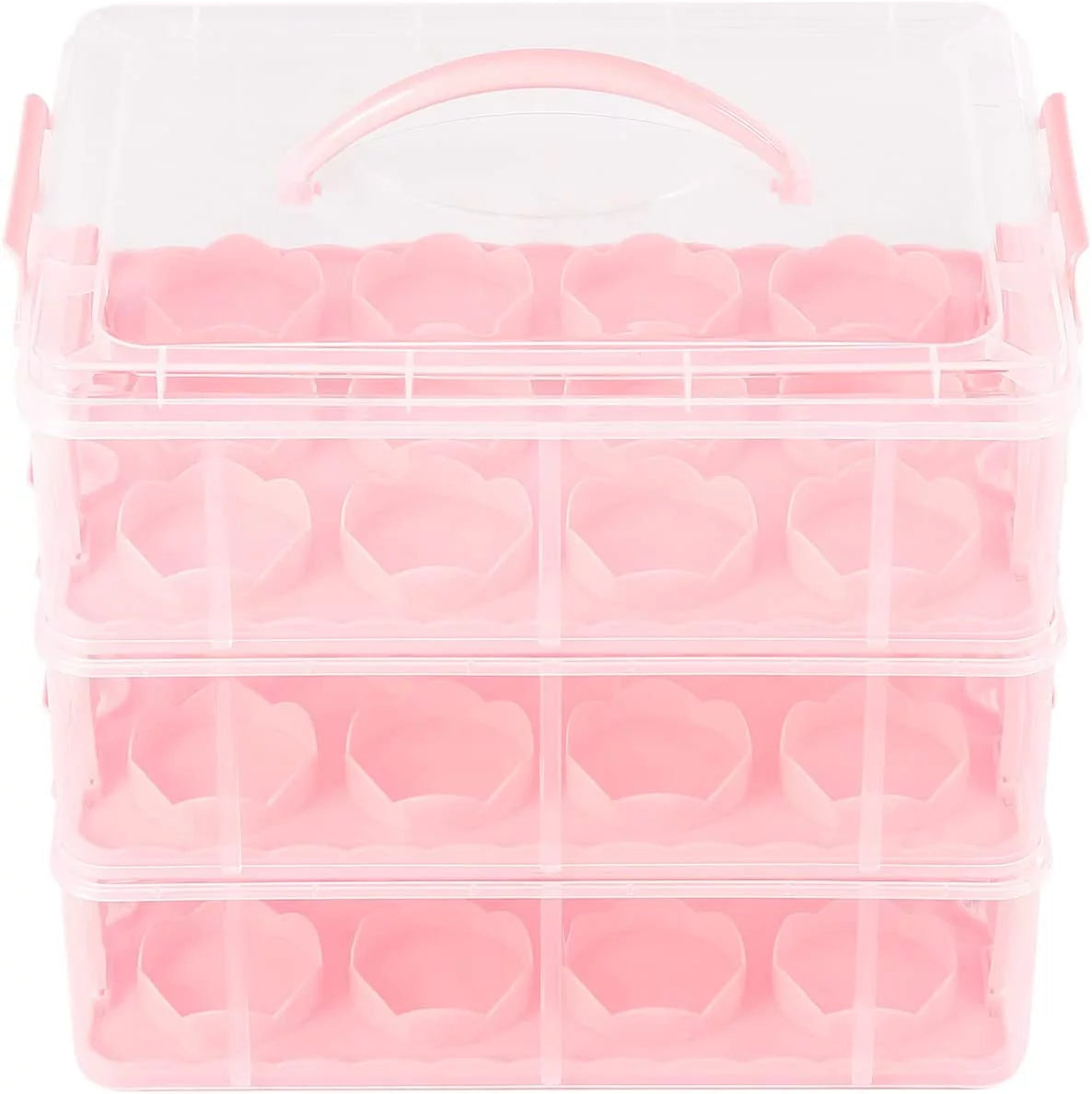 36 Grid 3 Tier Cupcake Carrier Holder Rack Pink D91438