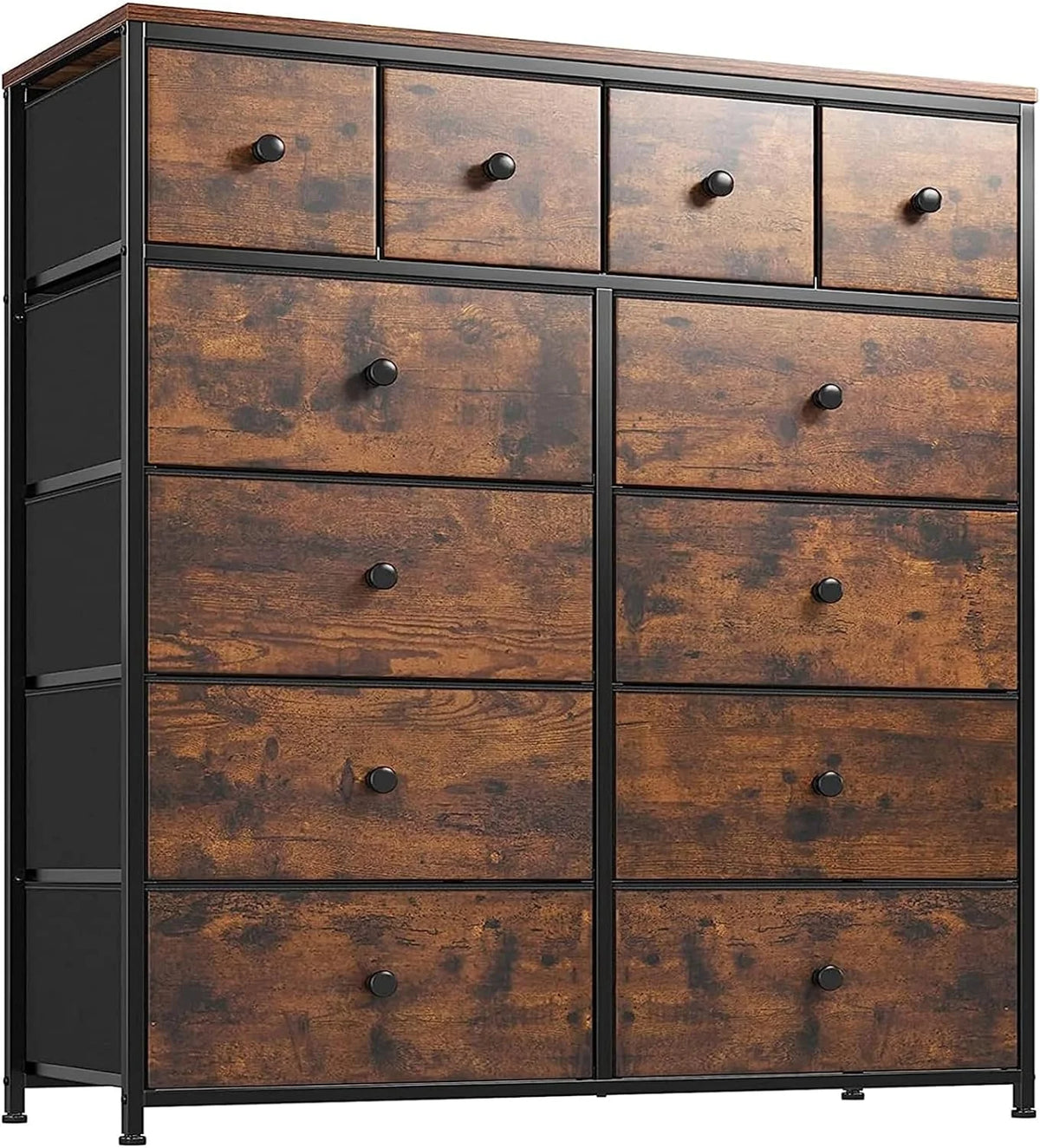 Pink 12 Drawer Dresser with Wood Top D296