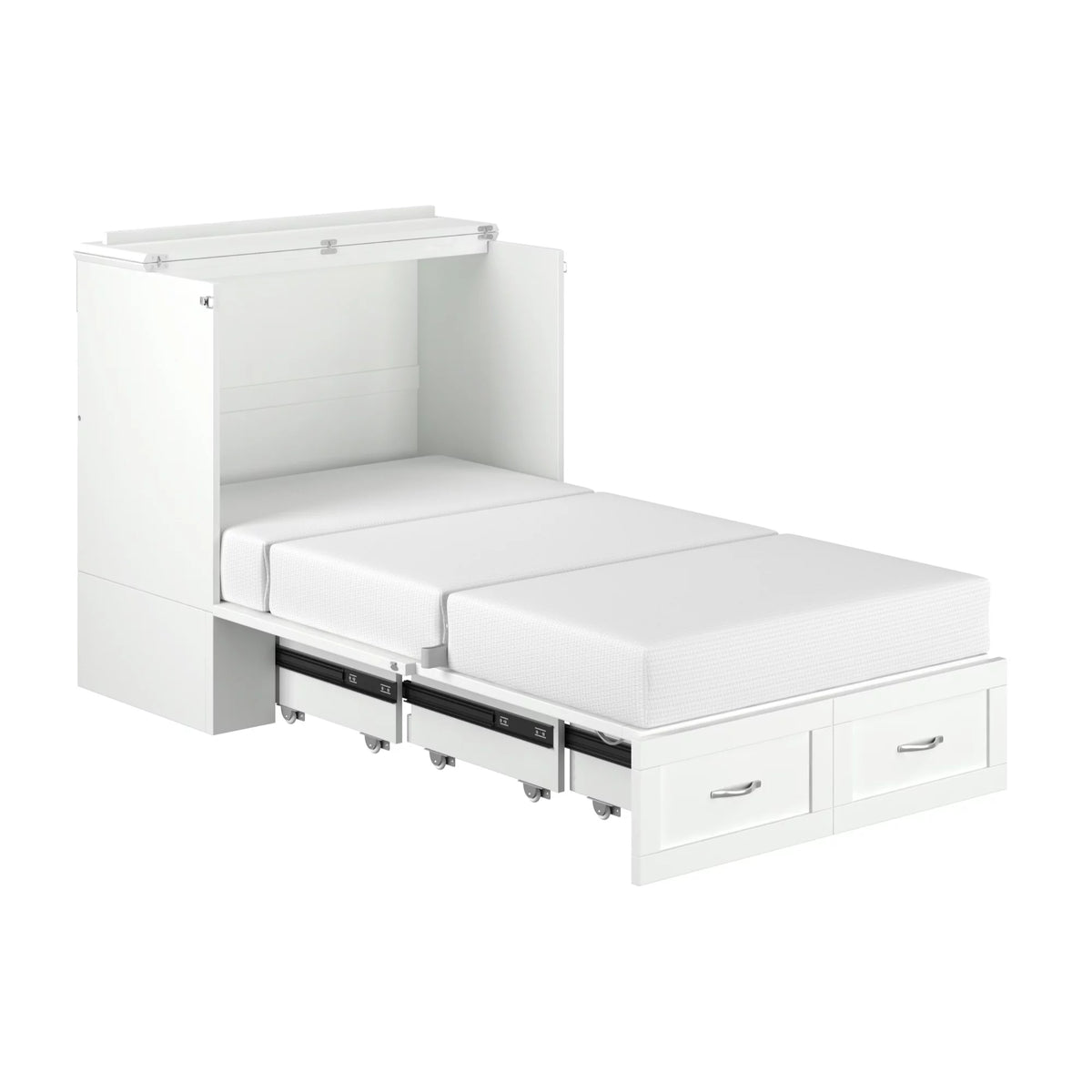 White Wood Twin Extra Long Murphy Bed Chest B95958