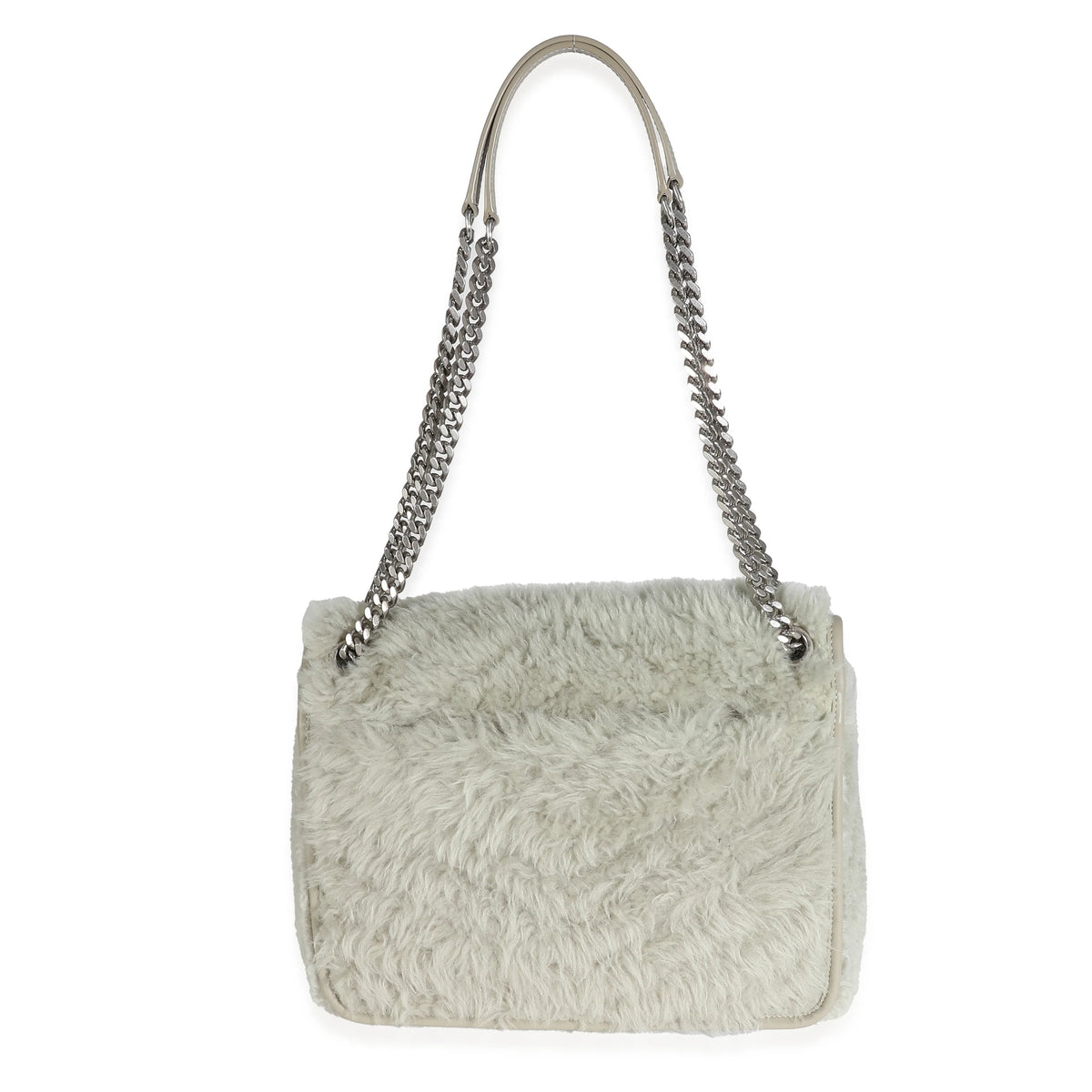 Grey Calfskin Shearling Medium Satchel F76791
