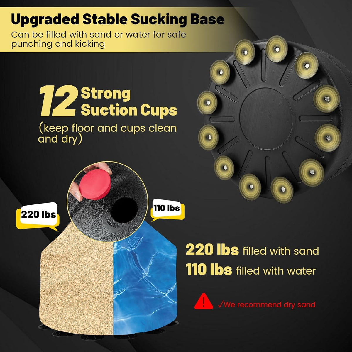 220LBS Freestanding Punching Bag with Gloves and Stand N644