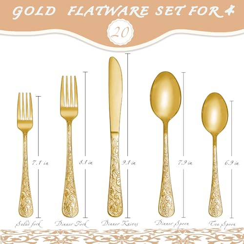 20 Pieces Gold Stainless Steel Flatware Set X1863