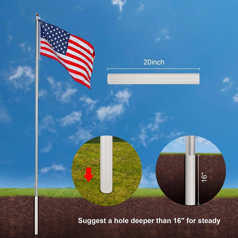 25FT Aluminum Flagpole Kit with Tire Mount Base U555