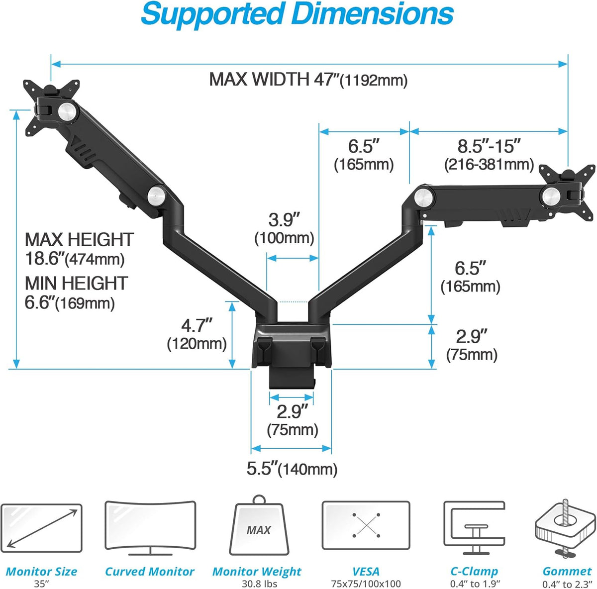 Dual 24-35 Monitor Arm Desk Mount B704557
