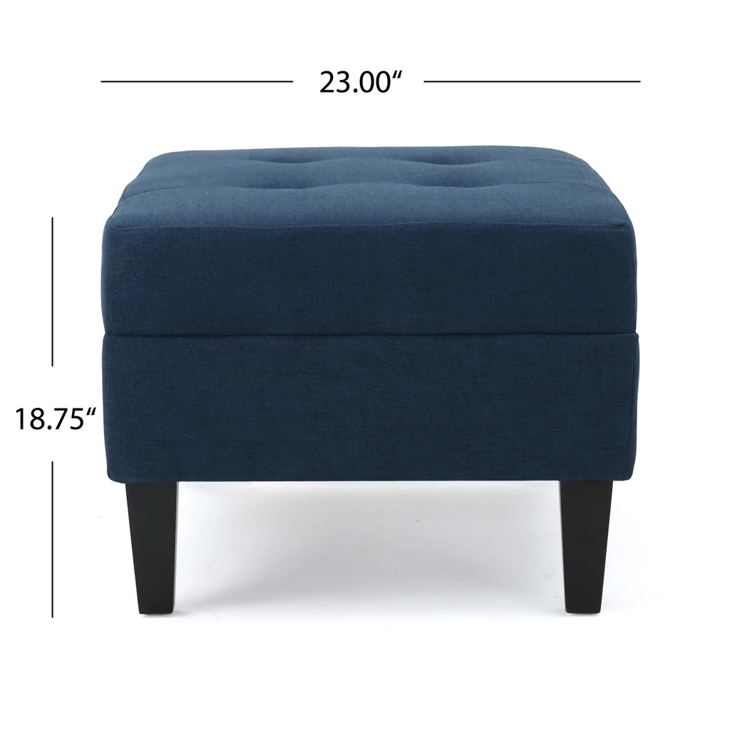 Rectangular Fabric Ottoman, Dark Blue A6389