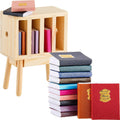 13 Pieces 1:12 Scale Miniature Dollhouse Books with Wooden Rack Bookshelf H5937