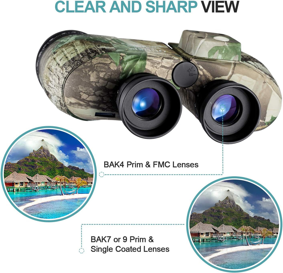 10x50 Camouflage Binoculars with Compass and Rangefinder R6154