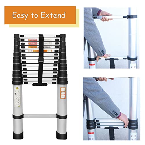 20.3ft Aluminum Extension Folding Ladder with Anti-Slip Rubber Feet T8224