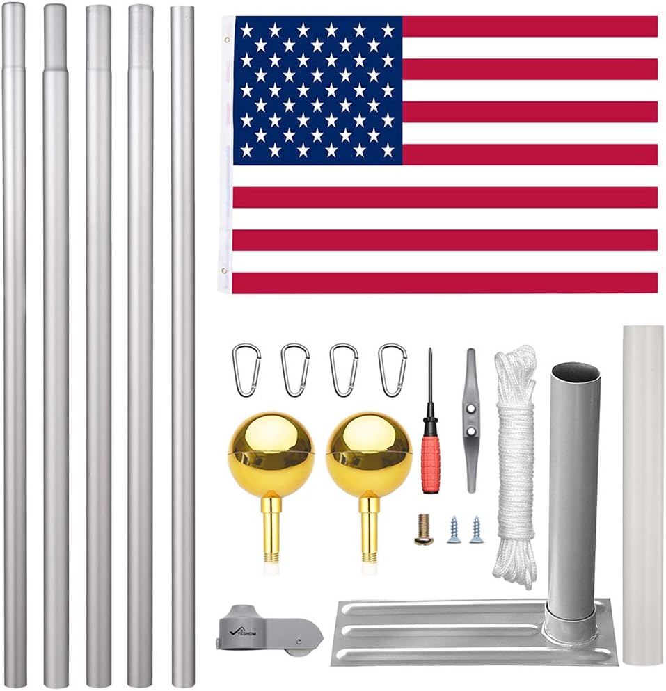 25FT Aluminum Flagpole Kit with Tire Mount Base U555