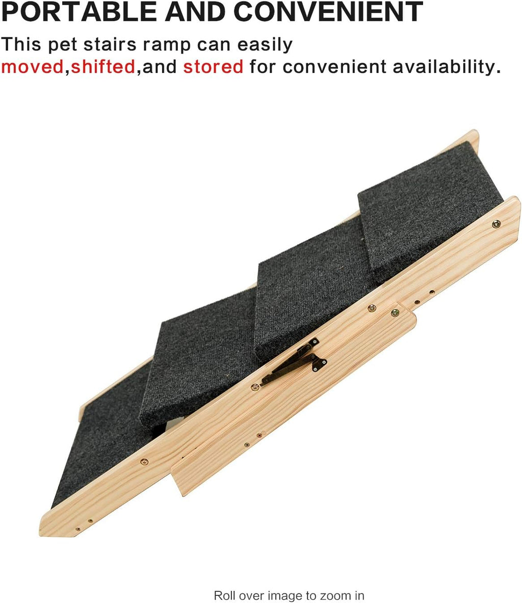 Foldable 4 Levels Wooden Pet Stairs and Ramp T869