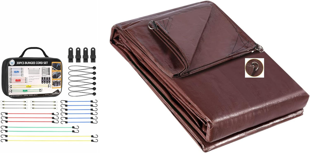10' x 20' 16 Mil Heavy Duty Brown Polyester Canvas Cover E4820