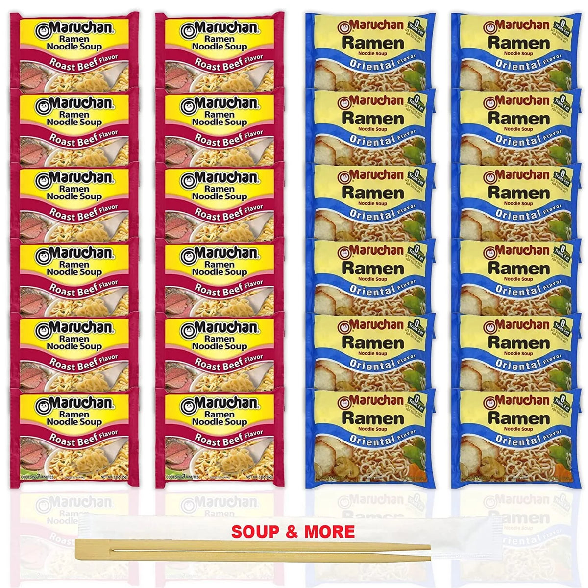 12 Packs Roast Beef & 12 Packs Oriental 3 Ounce Ramen Instant Noodle Soup Y932