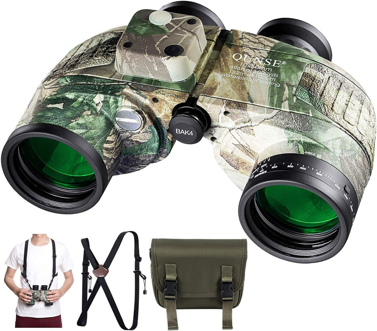 10x50 Camouflage Binoculars with Compass and Rangefinder R6154