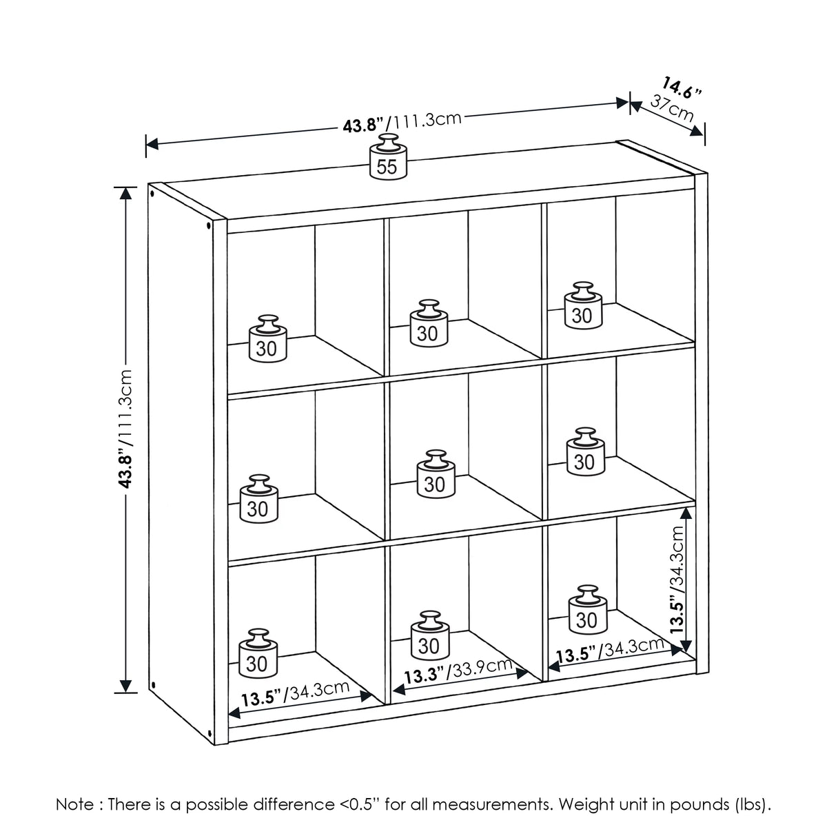 9-Cube Light Grey Storage Organizer M30894
