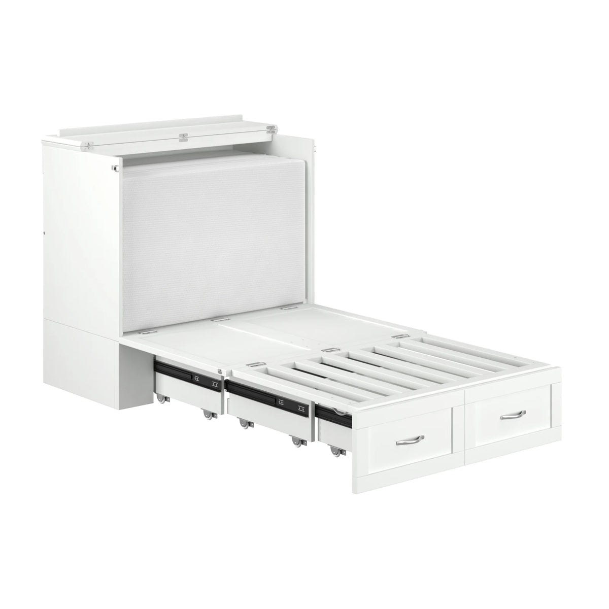 White Wood Twin Extra Long Murphy Bed Chest B95958