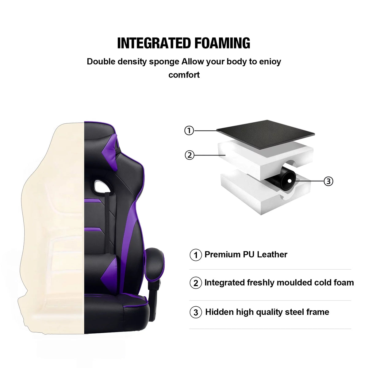 Purple Ergonomic Swivel Gaming Chair V4726