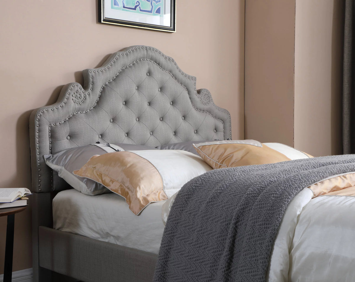 Classic Wood Platform Bed Queen Light Grey Y92195