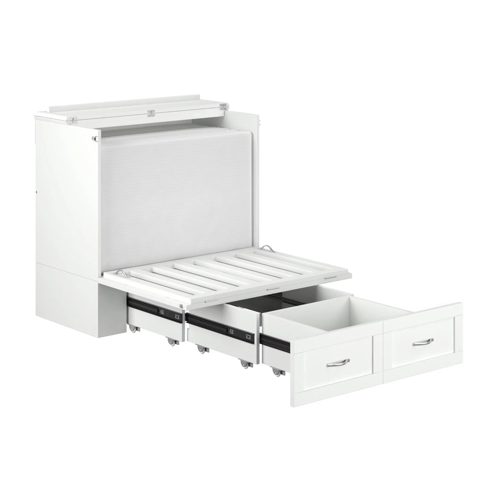 White Wood Twin Extra Long Murphy Bed Chest B95958