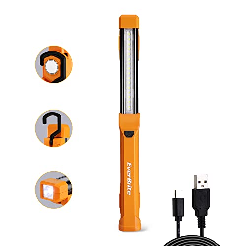 1000LM Rechargeable LED Work Light with Dual Magnetic Bases & Hanging Hooks, 4 Lighting Modes, Pack of 2 J33203