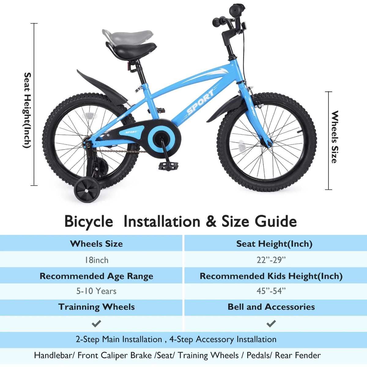 Blue Kids Bike with Removable Training Wheels Z803660