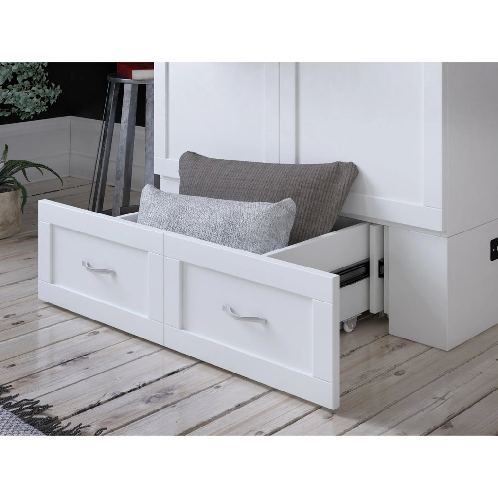 White Wood Twin Extra Long Murphy Bed Chest B95958