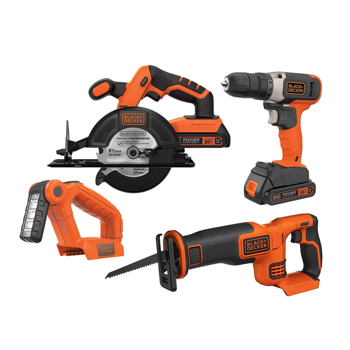 20 Volt 4-Tool Kit with Drill, Circular Saw, Reciprocating Saw, and Work Light W86968