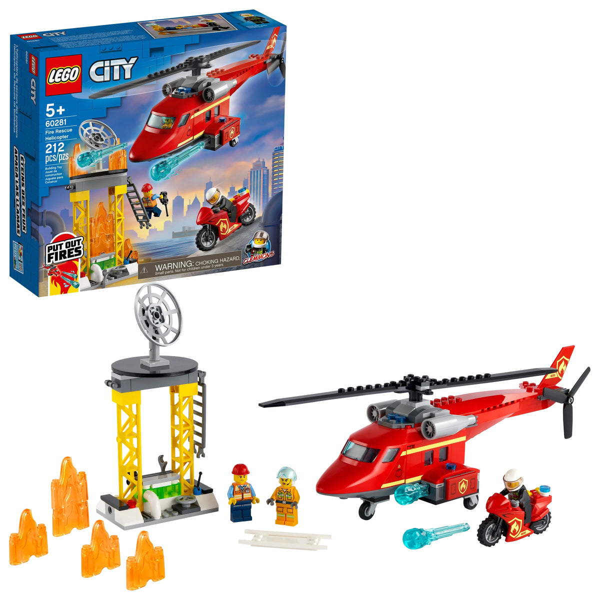 Fire Rescue Helicopter Building Toy and Playset 212 Pieces X6918